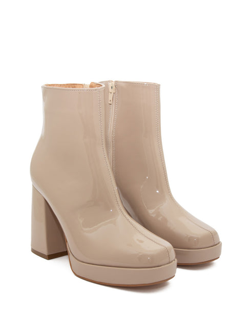 Botín Beige Liso Tacón Ancho 25506